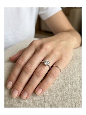 Classic Solitaire CZ Round-Cut Silver Tone Engagement Ring Size 12